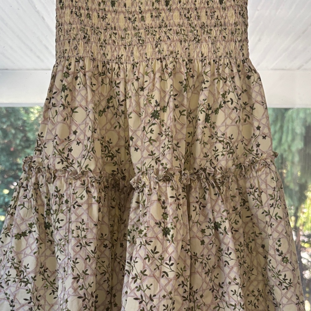 Hill House Mini Floral Sundress in Cream and Green - Picture 6 of 15